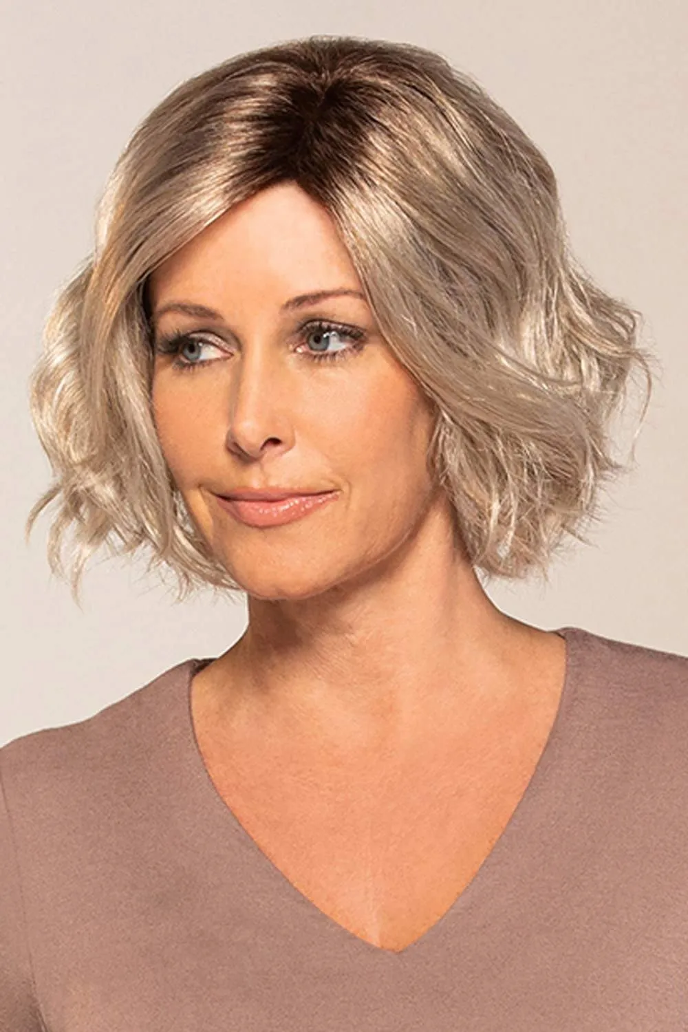 Quinn Wig Color 1B Hot Fudge - Jon Renau Wigs 9" Short Textured Wavy Layers Synthetic Lace Front Welded Monofilament Part Women's Curly Open Cap Adjustable Scalp Cooling
