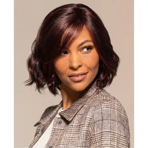 Quinn Wig Color 1B Hot Fudge - Jon Renau Wigs 9" Short Textured Wavy Layers Synthetic Lace Front Welded Monofilament Part Women's Curly Open Cap Adjustable Scalp Cooling
