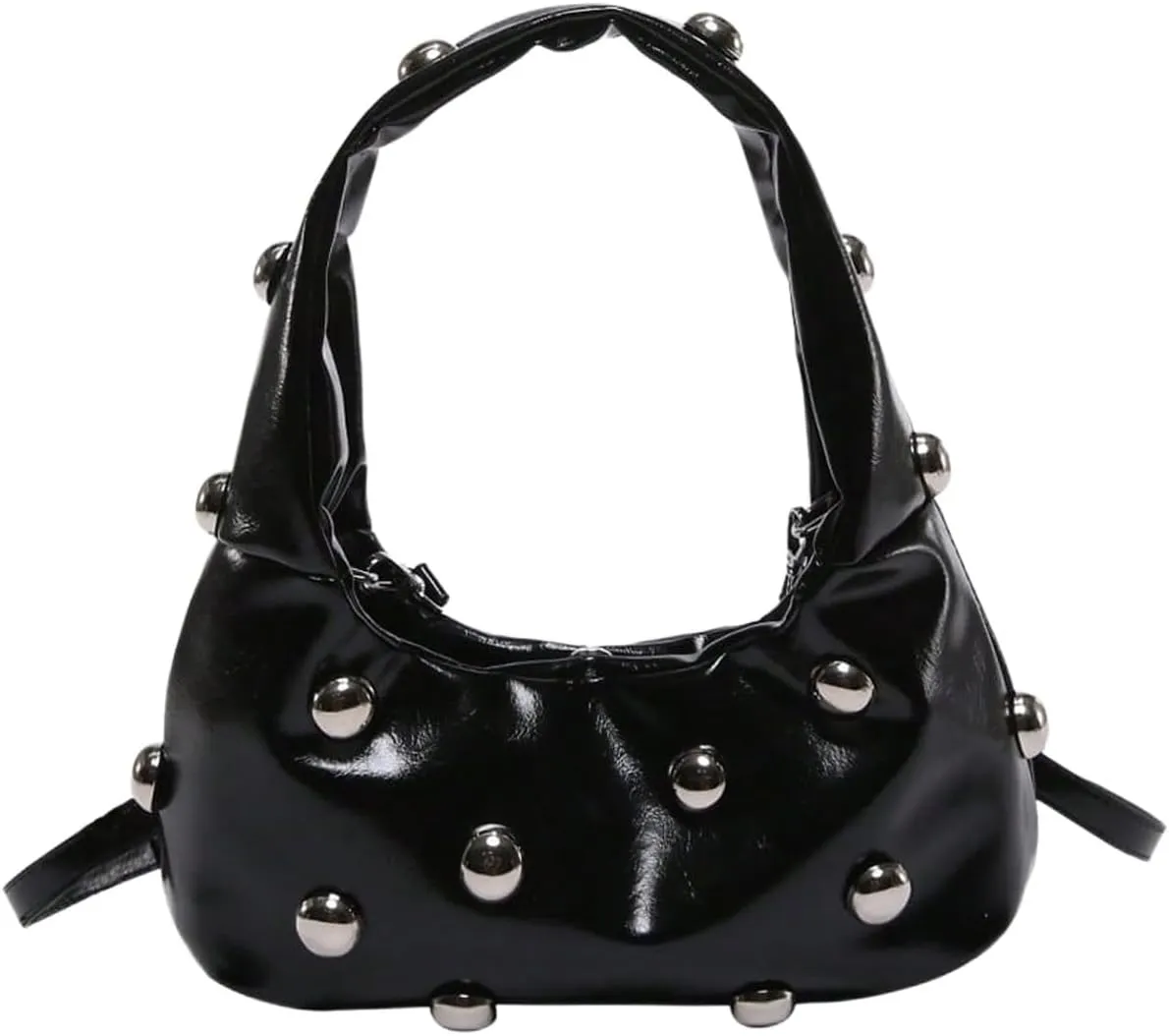 QWINEE Women's Retro Rivet Crossbody Bags Studded Top Handle Leather Shoulder Bag Casual Clutch Purses