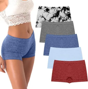 R RUXIA Women's Boyshorts Underwear Seamless Boy Shorts Panties Soft Stretch Boxer Briefs 5 Packs(Regular & Plus Size)