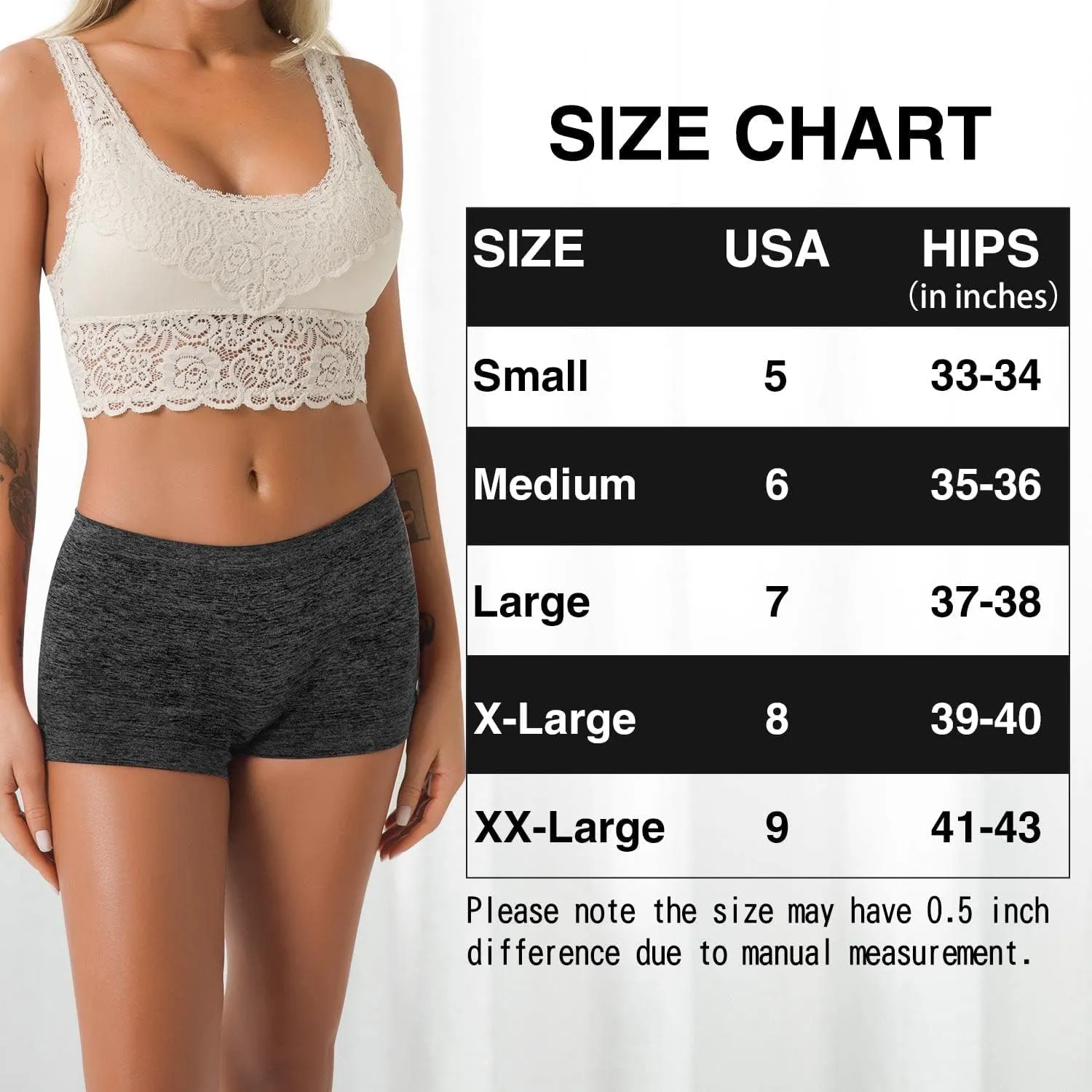 R RUXIA Women's Boyshorts Underwear Seamless Boy Shorts Panties Soft Stretch Boxer Briefs 5 Packs(Regular & Plus Size)