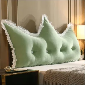 Reading Cushion Crown Shape Princess Wind Large Wedge Pillow Headboard Bedside Cushion Removable and Washable Protect The Waist for Watch TV,120x80acm