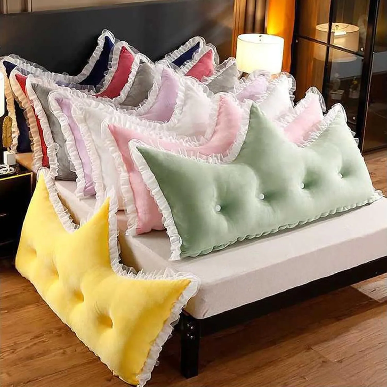 Reading Cushion Crown Shape Princess Wind Large Wedge Pillow Headboard Bedside Cushion Removable and Washable Protect The Waist for Watch TV,120x80ccm