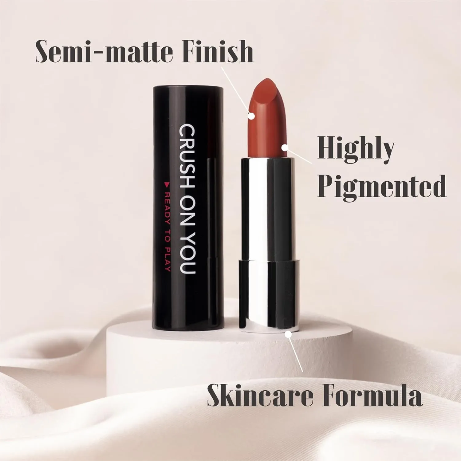 READY TO SHINE Matte Vegan Lipstick for Women, Smooth Moisturizing Creamy Finish, Luscious and Warm Orange Hue Lip Color, Vegan, CRUSH ON YOU (327 All That I Need)