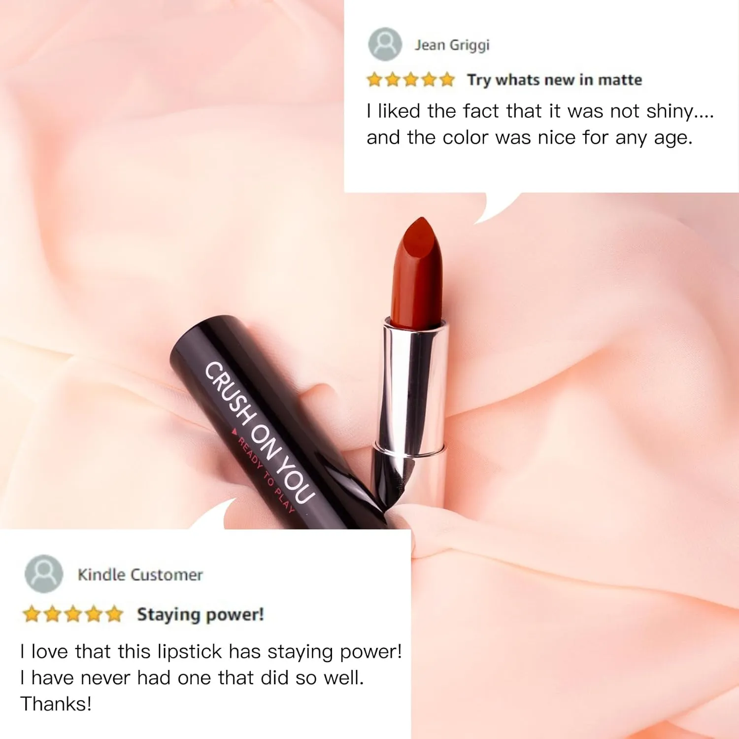 READY TO SHINE Matte Vegan Lipstick for Women, Smooth Moisturizing Creamy Finish, Luscious and Warm Orange Hue Lip Color, Vegan, CRUSH ON YOU (327 All That I Need)