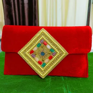 Red Velvet Jardoji Work Clutches