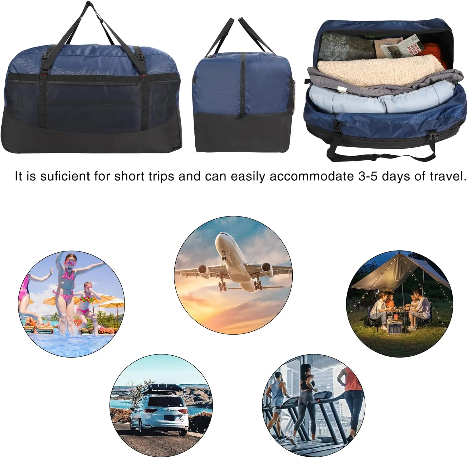 REDCAMP Foldable Travel Bag, Large Sports Bag, 75L/96L/100L, Lightweight Waterproof Tote Bag