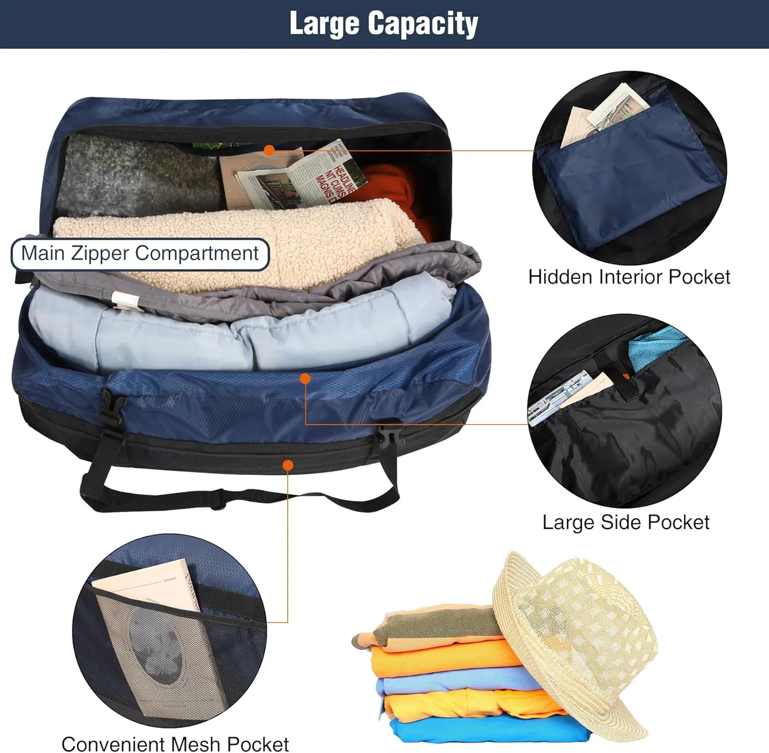 REDCAMP Foldable Travel Bag, Large Sports Bag, 75L/96L/100L, Lightweight Waterproof Tote Bag