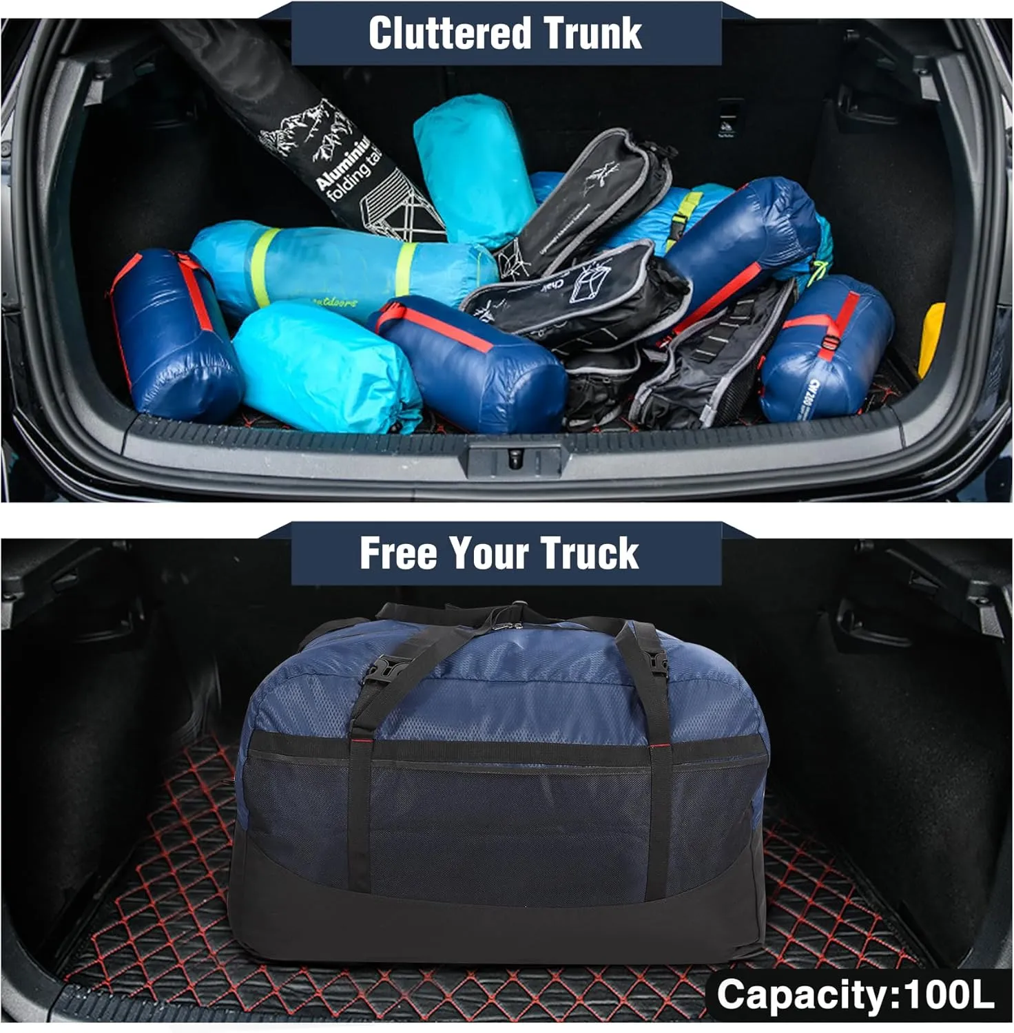 REDCAMP Foldable Travel Bag, Large Sports Bag, 75L/96L/100L, Lightweight Waterproof Tote Bag