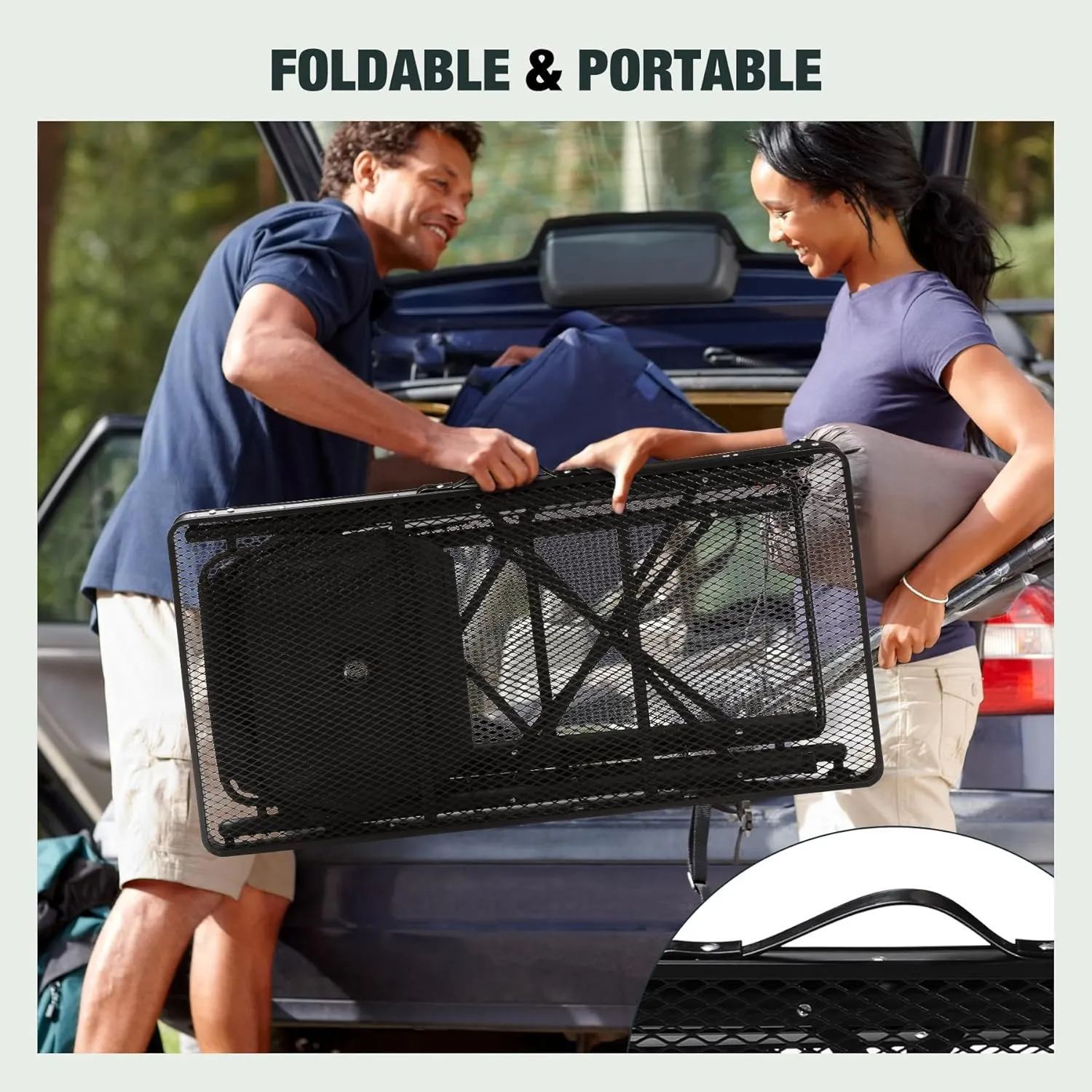 REDCAMP Lightweight Portable Camping Kitchen Table with Sink, Metal Folding Grill Table Cooking Station with Hooks for Outdoor, BBQ, Party and Picnic(Faucet/Sprayer NOT Included)