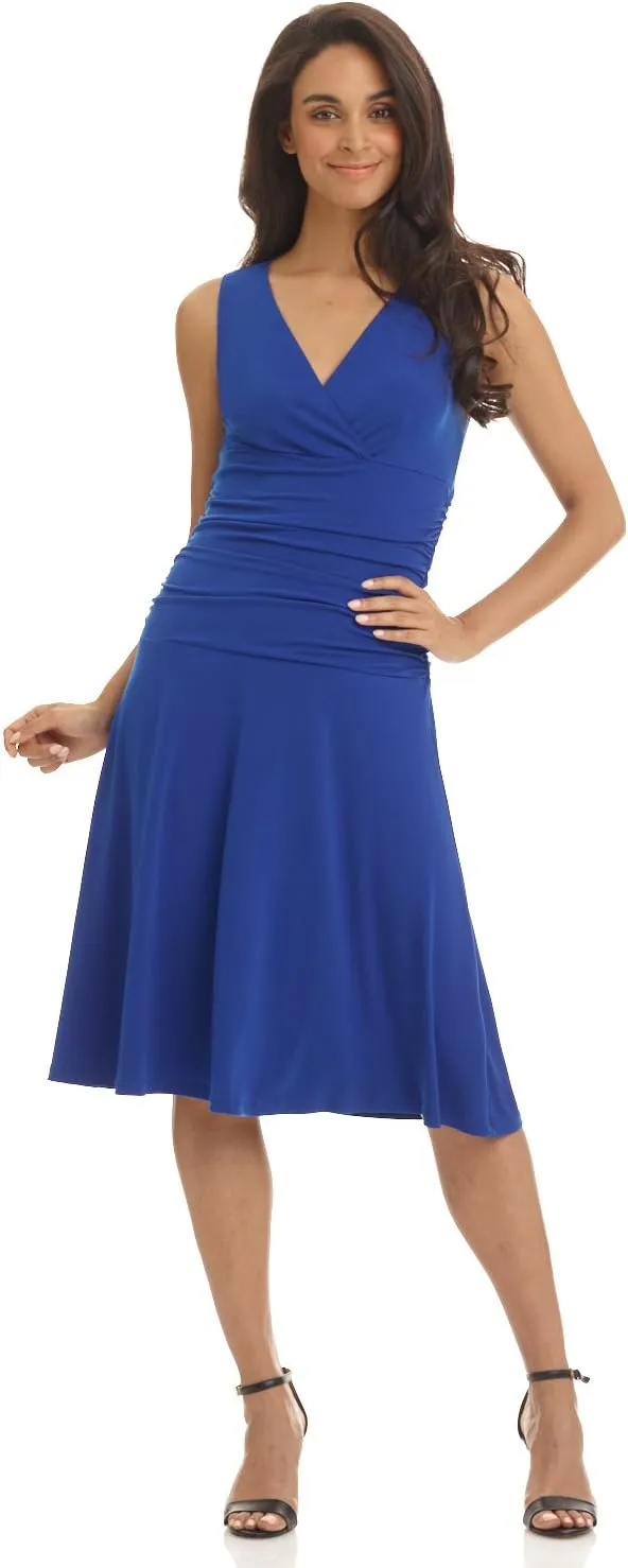 Rekucci Women's Slimming Sleeveless Fit-and-Flare Tummy Control Dress