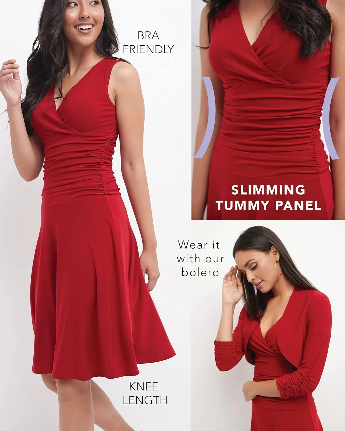 Rekucci Women's Slimming Sleeveless Fit-and-Flare Tummy Control Dress