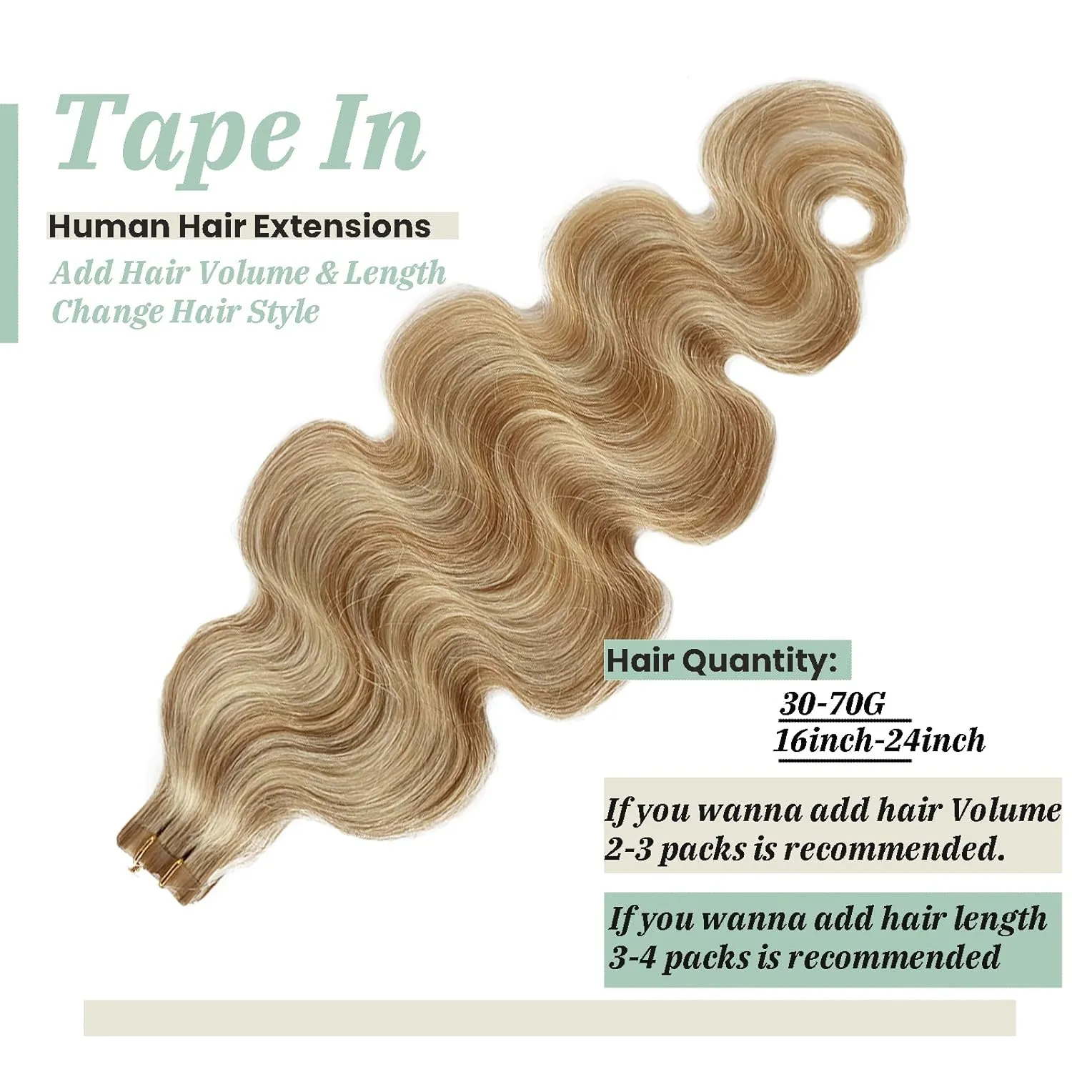 Remy Hair Extensions Strawberry Blonde to Bleach Blonde Tape ins Extensions 30grams/20pcs Soft Straight Fine Blonde Highlights Tape-in Remy Human Hair Pieces(#27/613, 16")