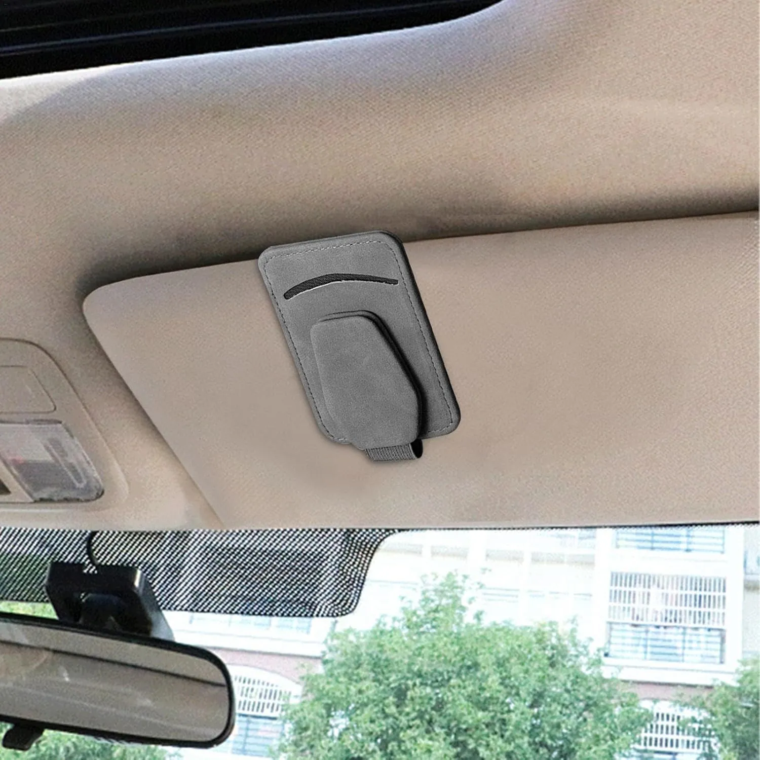 Retro glasses case,Visor Sunglasses Holder Clip, Clip Car Sunglasses Holder, Sunglass Holder Double Clip, Auto Interior Accessories, Magnetic(Gray)