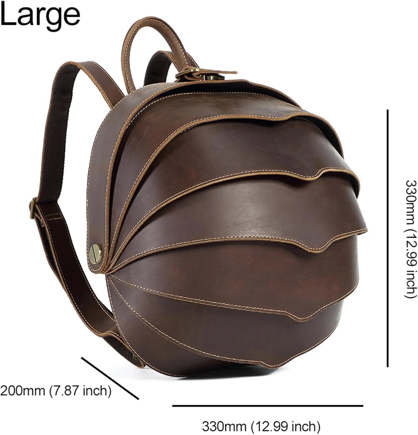 Retro Personalization genuine leather backpack Beetle shape men leather backpack (Large Coffee)