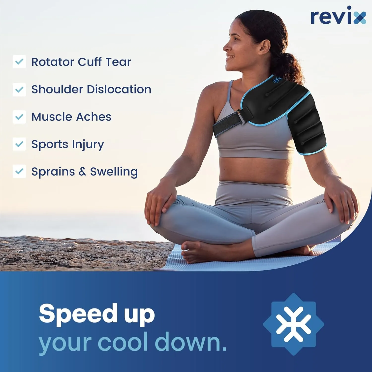 REVIX 3D Sewing Shoulder Ice Pack Wrap for Better Snug Fit and Putting on, Ice Packs for Shoulder Injuries Reusable, Hot & Cold Compress for Pain Relief, Swelling, Tendonitis & Surgery Recovery