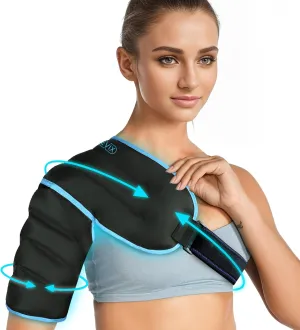REVIX 3D Sewing Shoulder Ice Pack Wrap for Better Snug Fit and Putting on, Ice Packs for Shoulder Injuries Reusable, Hot & Cold Compress for Pain Relief, Swelling, Tendonitis & Surgery Recovery