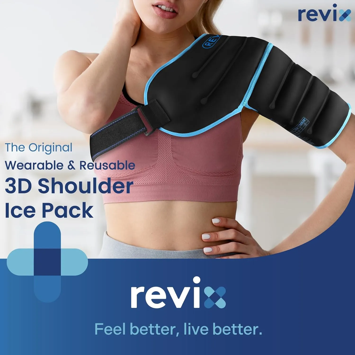REVIX 3D Sewing Shoulder Ice Pack Wrap for Better Snug Fit and Putting on, Ice Packs for Shoulder Injuries Reusable, Hot & Cold Compress for Pain Relief, Swelling, Tendonitis & Surgery Recovery