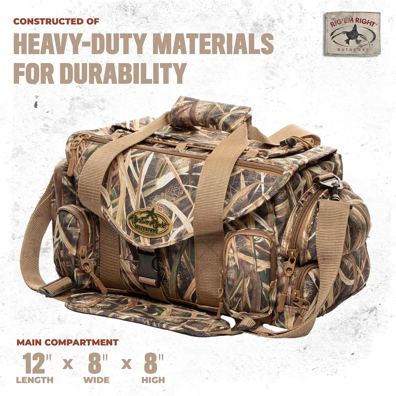 Rig'Em Right Waterfowl Standard Shell Shocker Duck Hunting Blind Bag with Sunglasses Case, Drink Holder, Ammo Compartment and More