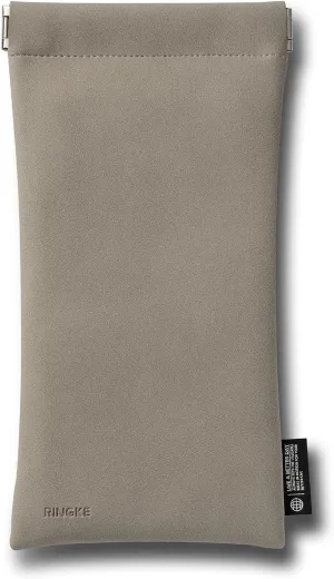 Ringke One Touch Pouch, [Easy to Open and Close] Multipurpose Pencil Pouch for Pens, Cables, Glasses, Universal Wireless Ear Buds, Durable Water-Resistant PU Leather - Stone Gray