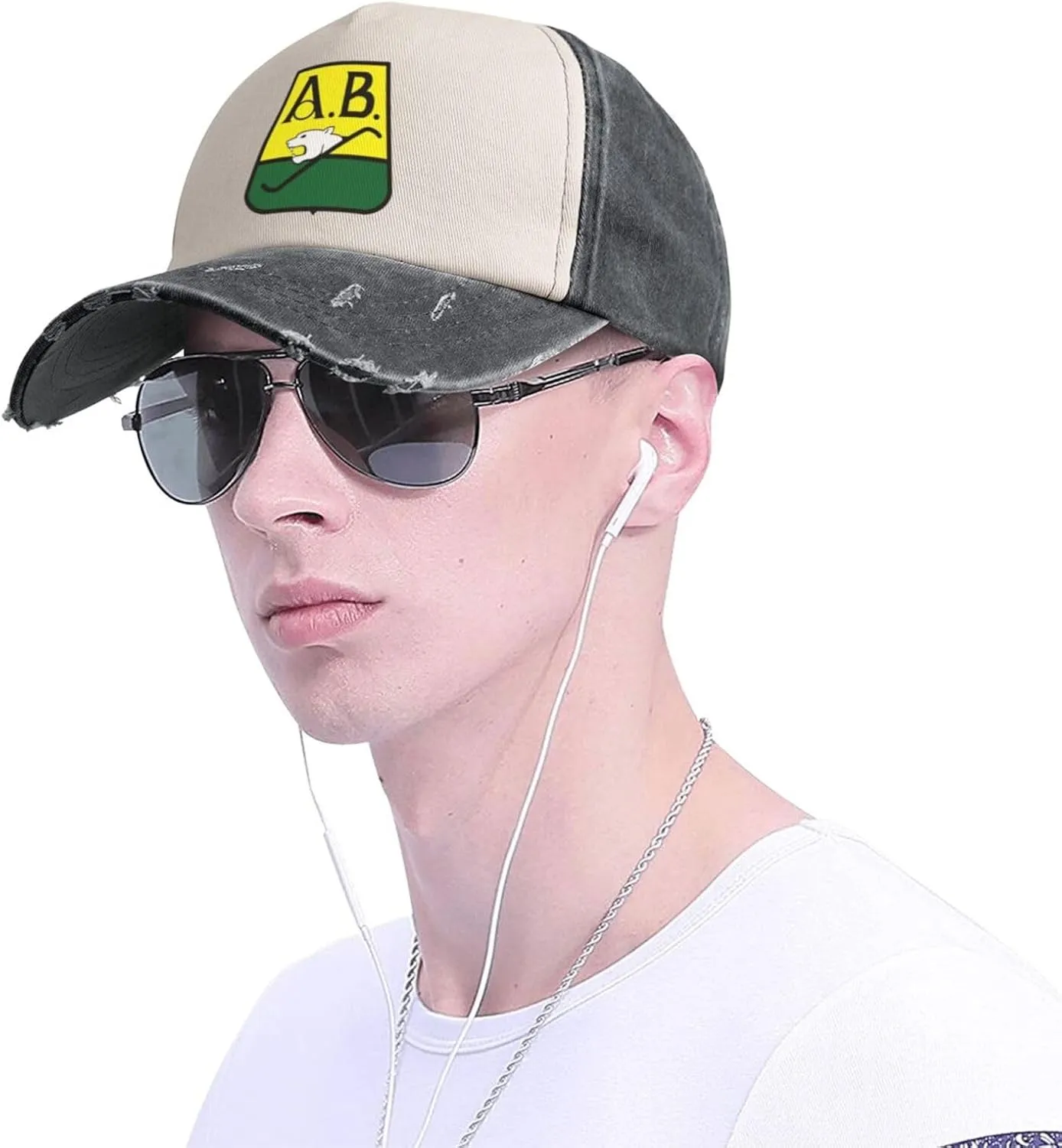 Rionegro Águilas Washed Cowboy Baseball Cap Denim Hat Snapback Hat Black and White Cap for Men Women