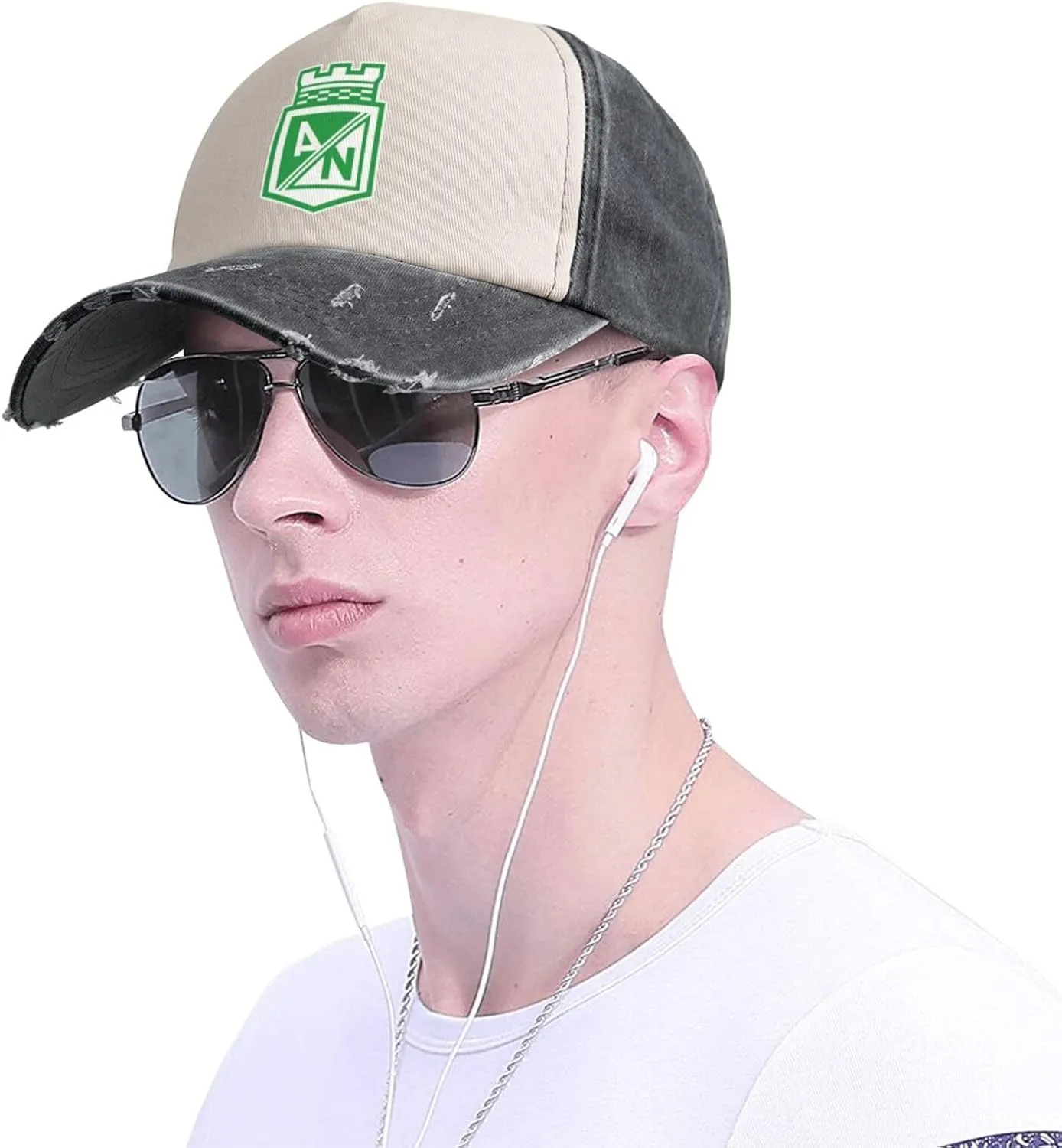 Rionegro Águilas Washed Cowboy Baseball Cap Denim Hat Snapback Hat Black and White Cap for Men Women
