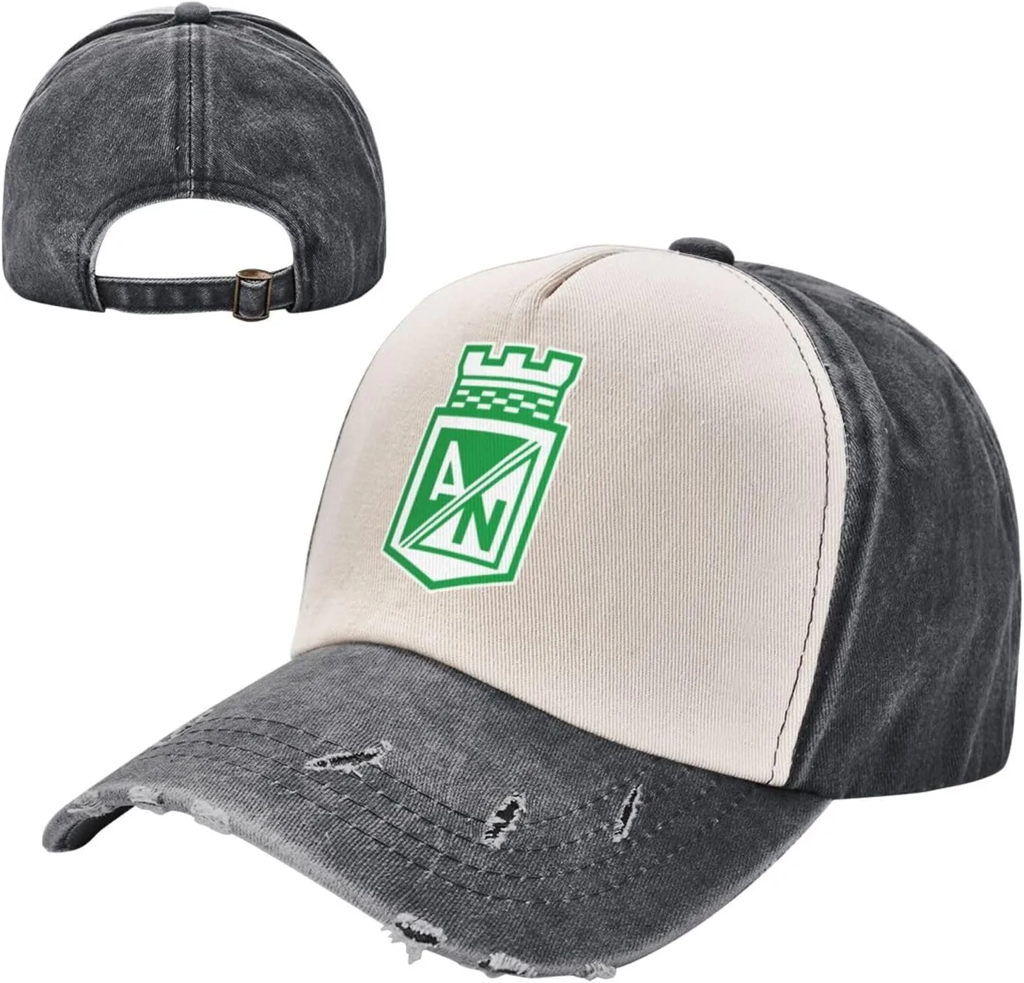 Rionegro Águilas Washed Cowboy Baseball Cap Denim Hat Snapback Hat Black and White Cap for Men Women