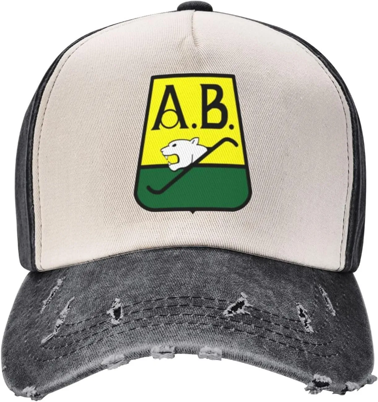 Rionegro Águilas Washed Cowboy Baseball Cap Denim Hat Snapback Hat Black and White Cap for Men Women