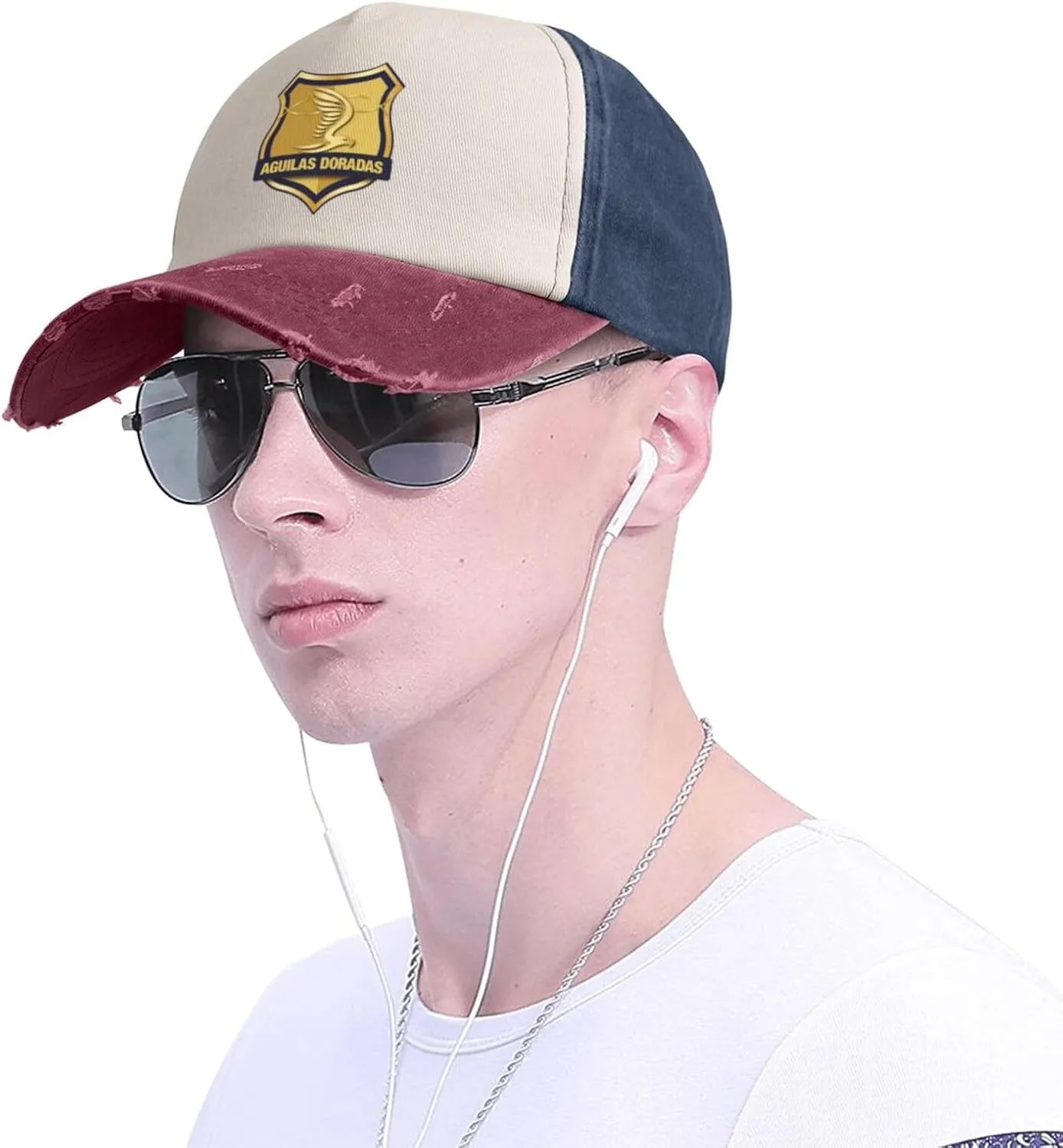 Rionegro Águilas Washed Cowboy Baseball Cap Denim Hat Snapback Hat Navy and Red Cap for Men Women