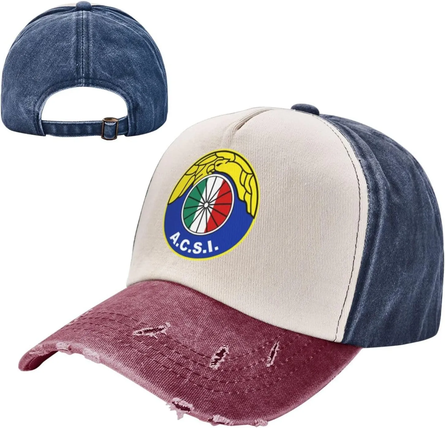 Rionegro Águilas Washed Cowboy Baseball Cap Denim Hat Snapback Hat Navy and Red Cap for Men Women