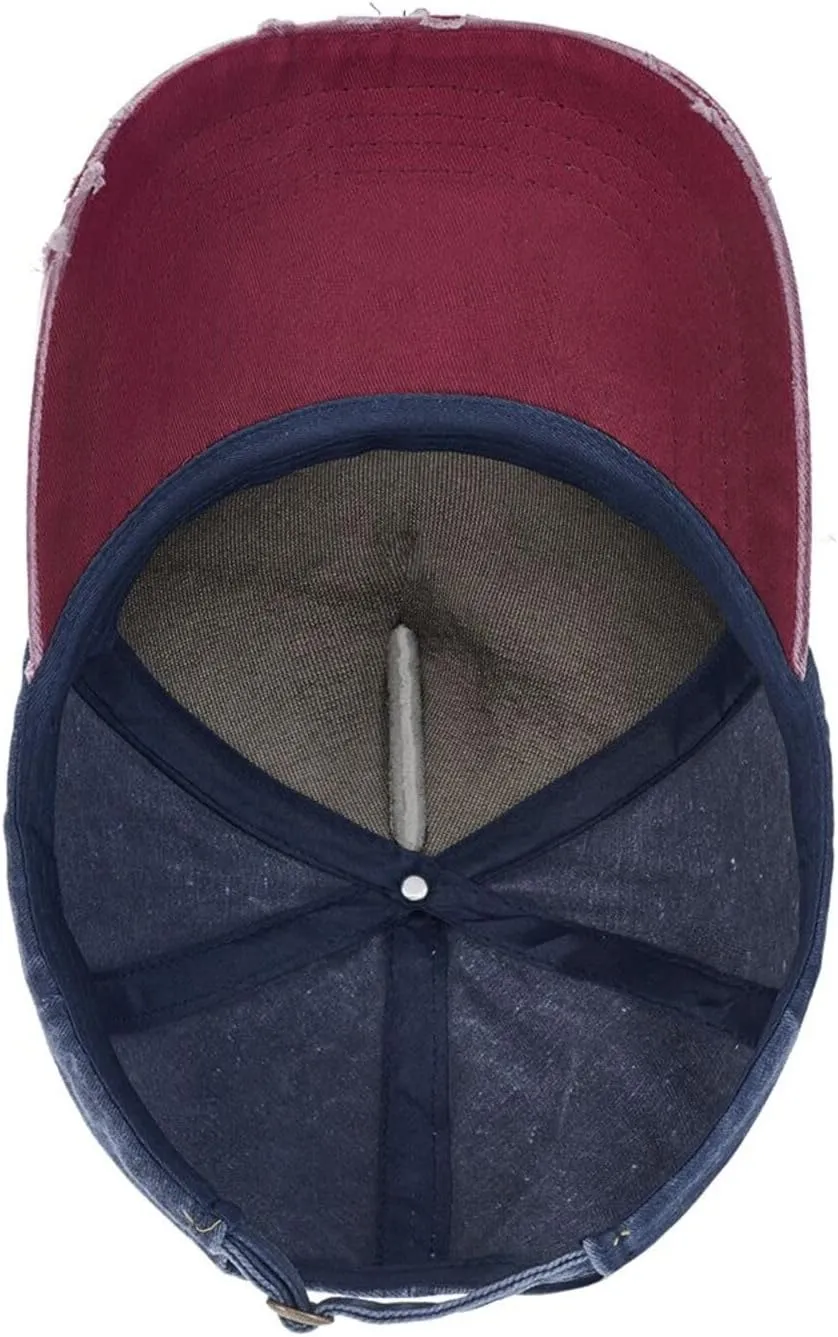 Rionegro Águilas Washed Cowboy Baseball Cap Denim Hat Snapback Hat Navy and Red Cap for Men Women