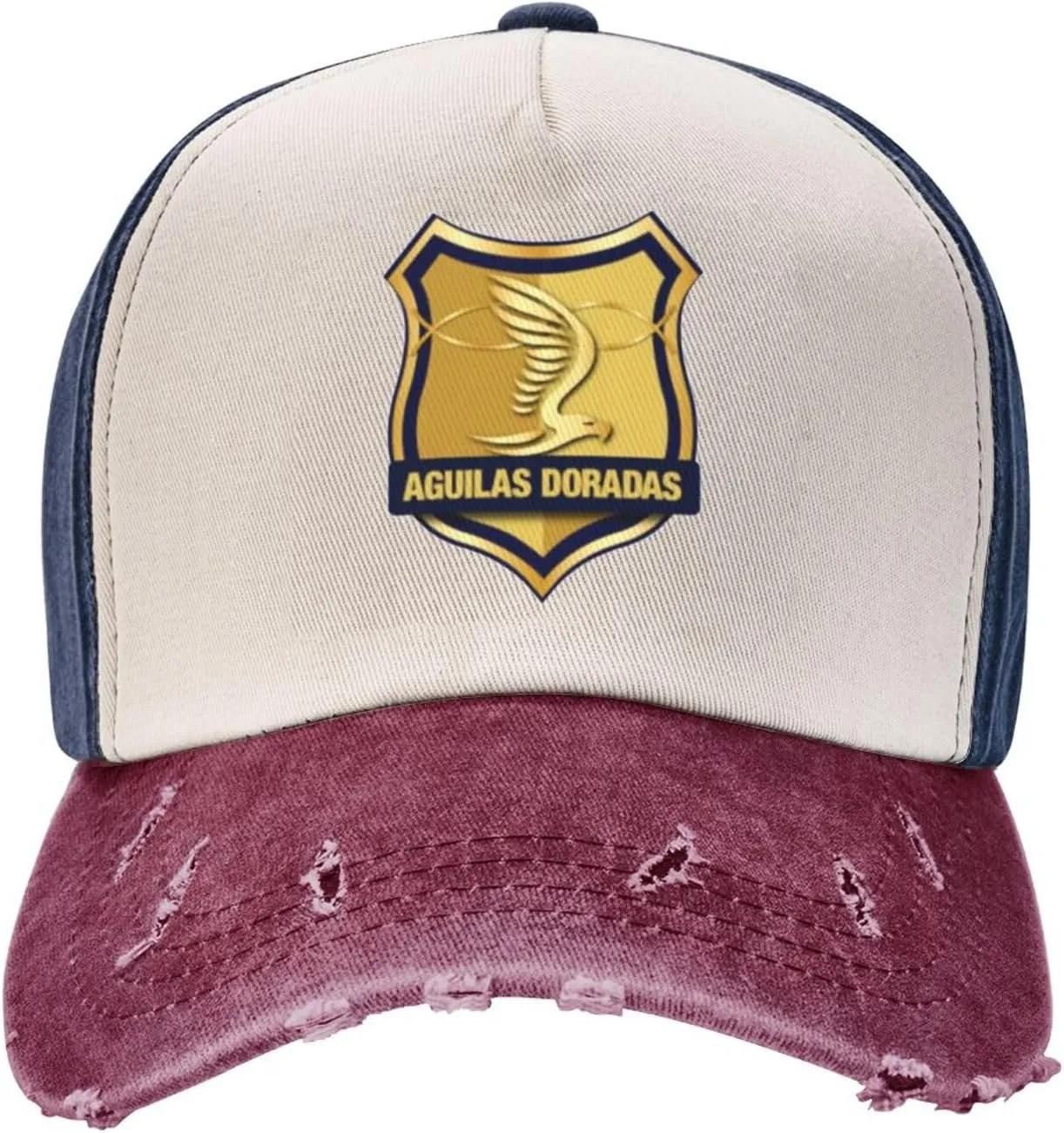 Rionegro Águilas Washed Cowboy Baseball Cap Denim Hat Snapback Hat Navy and Red Cap for Men Women