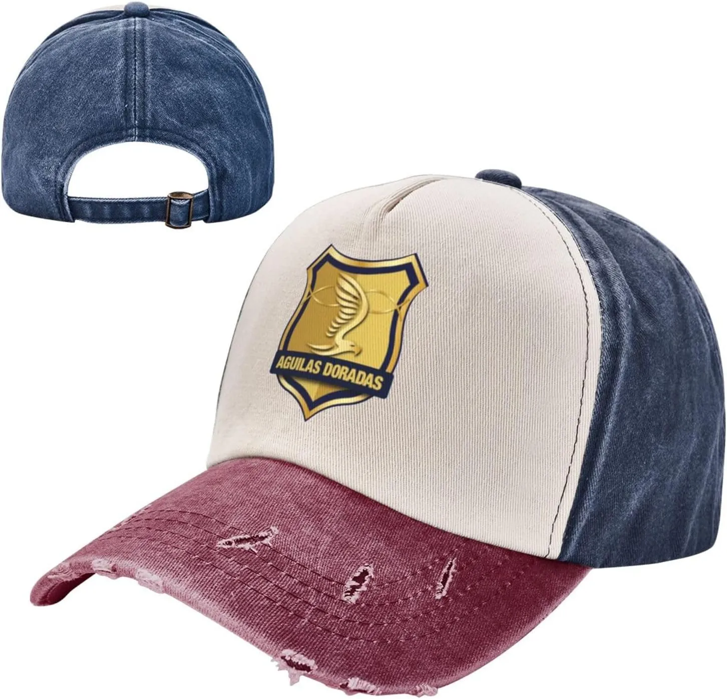 Rionegro Águilas Washed Cowboy Baseball Cap Denim Hat Snapback Hat Navy and Red Cap for Men Women