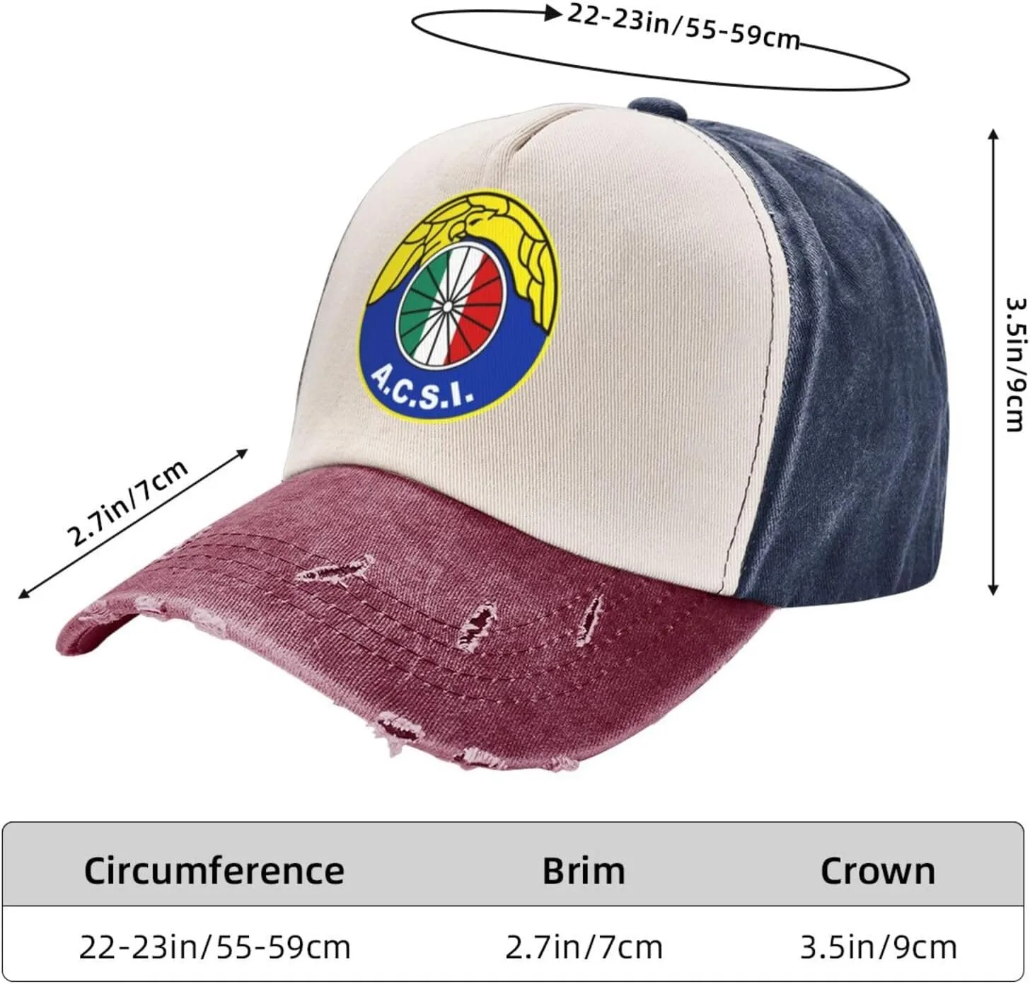 Rionegro Águilas Washed Cowboy Baseball Cap Denim Hat Snapback Hat Navy and Red Cap for Men Women