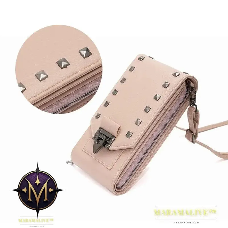 Rivet Design Shoulder Bags Mobile Phone Handbag Solid Color Crossbody Bags Women