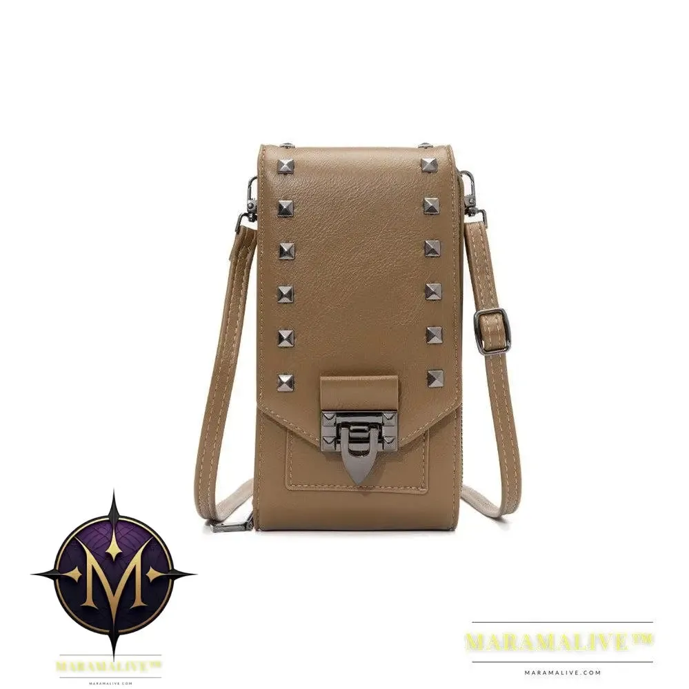 Rivet Design Shoulder Bags Mobile Phone Handbag Solid Color Crossbody Bags Women