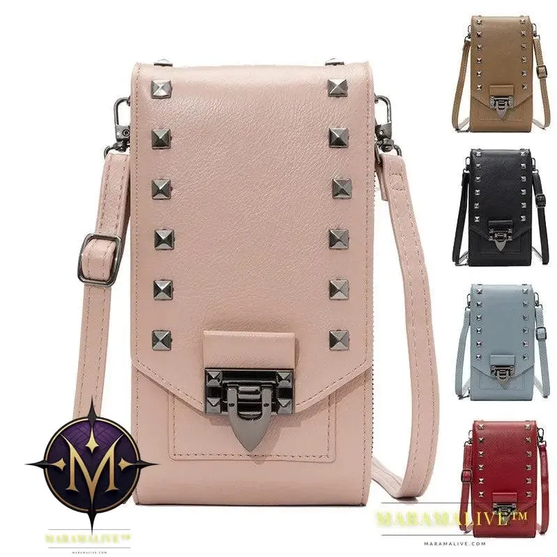 Rivet Design Shoulder Bags Mobile Phone Handbag Solid Color Crossbody Bags Women