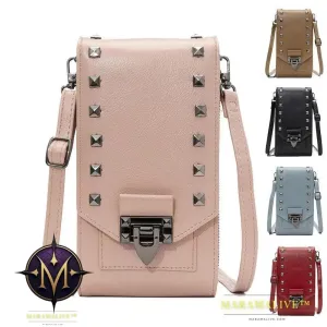 Rivet Design Shoulder Bags Mobile Phone Handbag Solid Color Crossbody Bags Women
