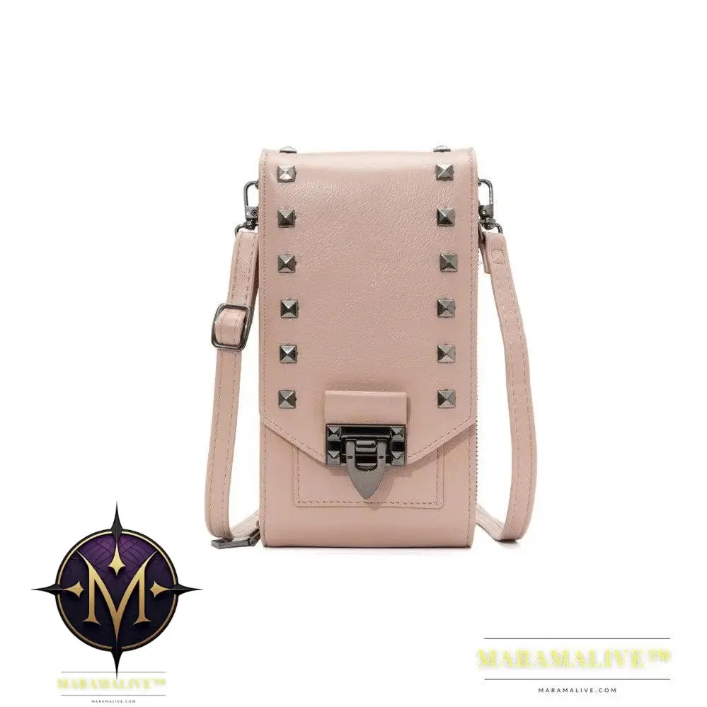 Rivet Design Shoulder Bags Mobile Phone Handbag Solid Color Crossbody Bags Women