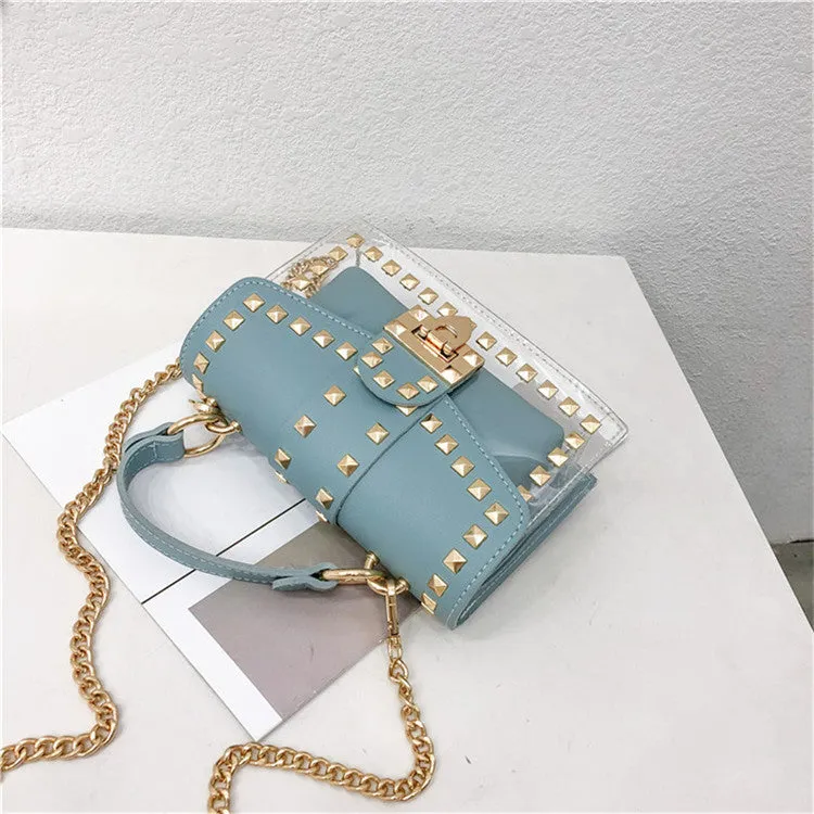 Rivet Transparent Crossbody Bags HB0914