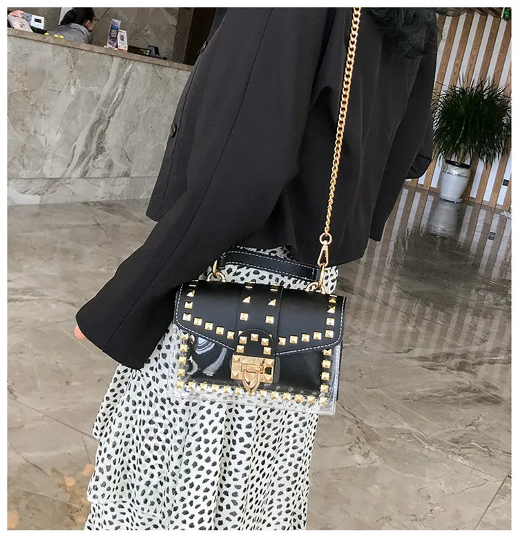 Rivet Transparent Crossbody Bags HB0914