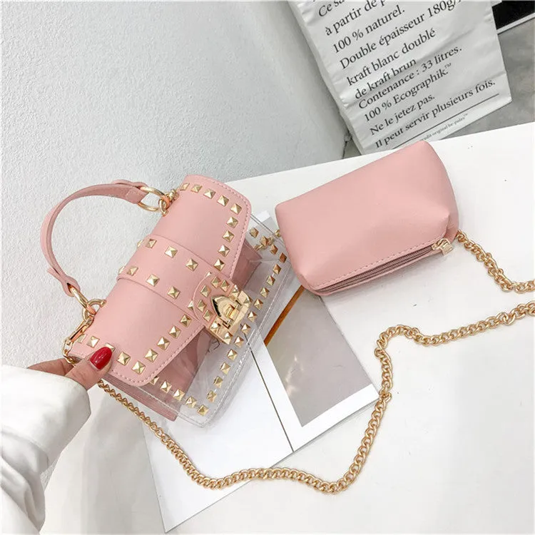 Rivet Transparent Crossbody Bags HB0914