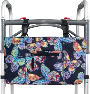 RMS Walker Bag with Soft Cooler - Water Resistant Tote with Temperature Controlled Thermal Compartment, Universal Fit for Walkers, Scooters or Rollator Walkers (Vivid Butterfly)