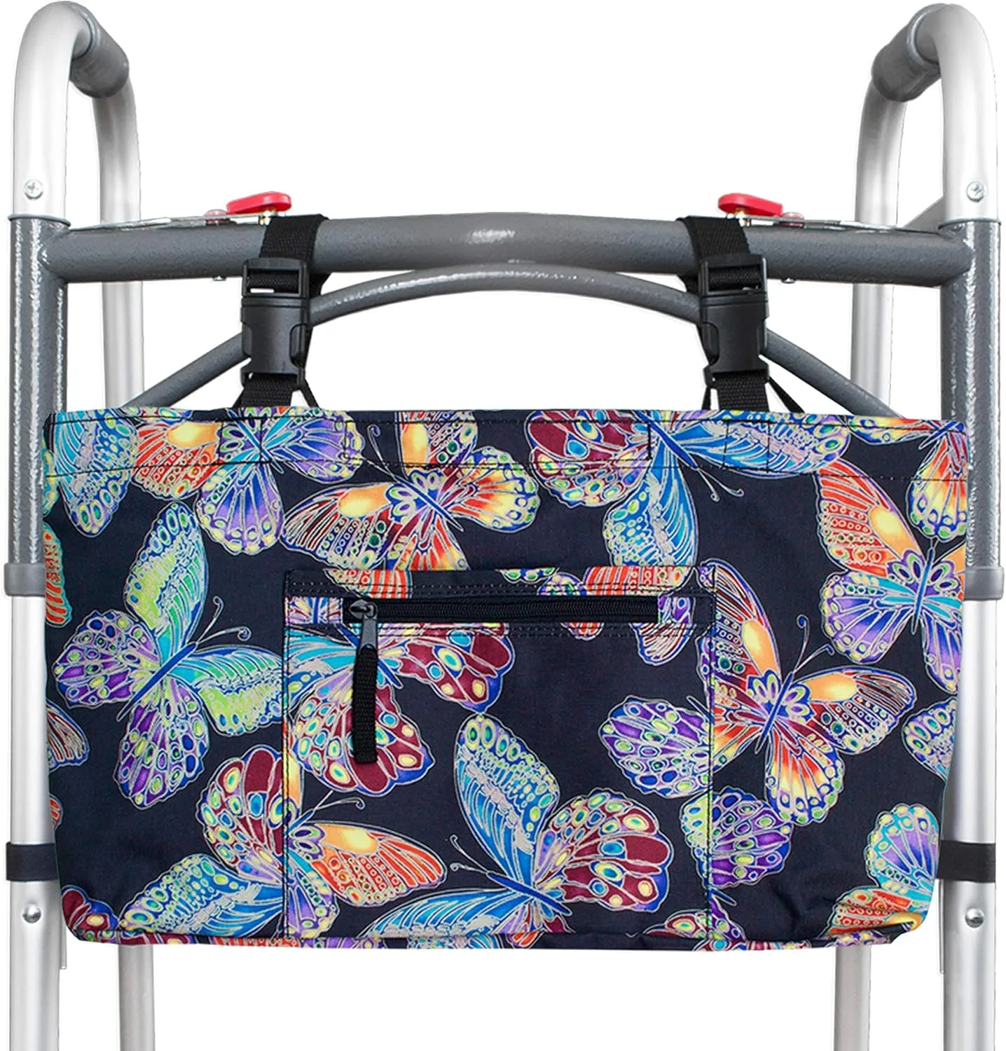 RMS Walker Bag with Soft Cooler - Water Resistant Tote with Temperature Controlled Thermal Compartment, Universal Fit for Walkers, Scooters or Rollator Walkers (Vivid Butterfly)