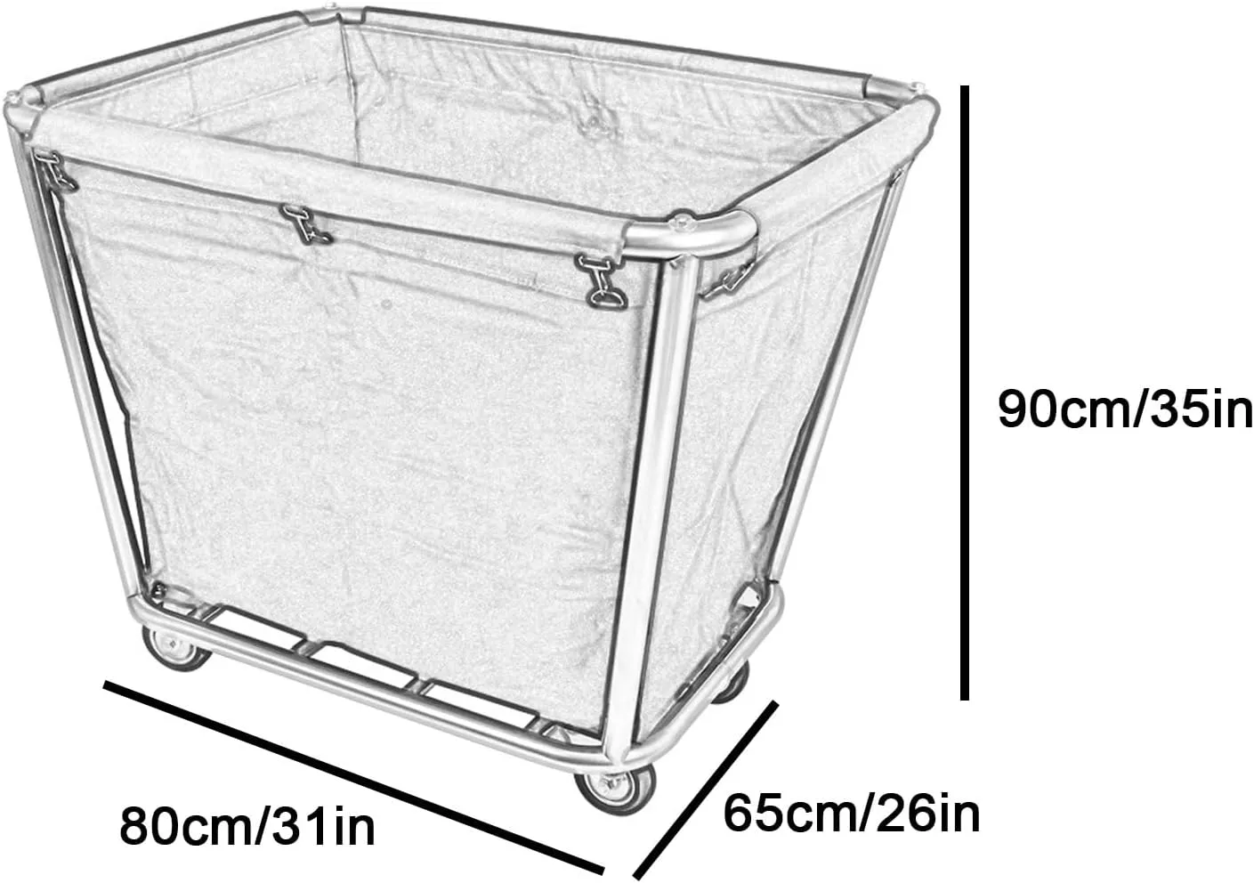 Rolling Cart for Cleaning Supplies Overall Welding Thickened Steel Pipe, Large Laundry Basket with Wheels Oxford Cloth Bag with 6in Universal Mobile Wheels(Brown)