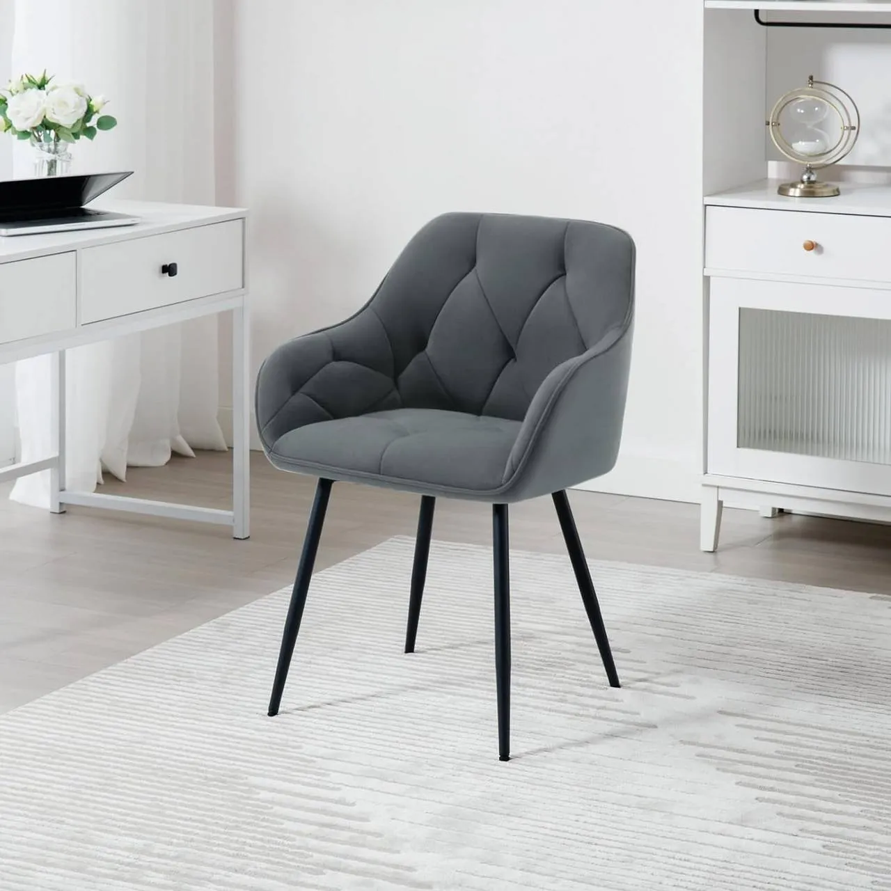 Rootz Dining Chair Set - Upholstered Chair - Velvet Dining Chairs - Robust Metal Legs - Ergonomic Design - 56cm x 83.5cm x 53cm