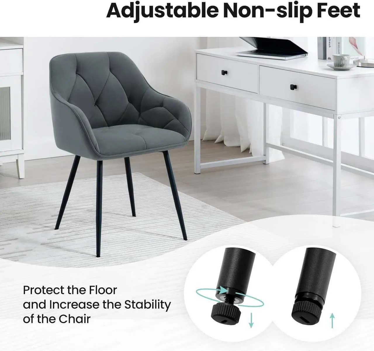 Rootz Dining Chair Set - Upholstered Chair - Velvet Dining Chairs - Robust Metal Legs - Ergonomic Design - 56cm x 83.5cm x 53cm