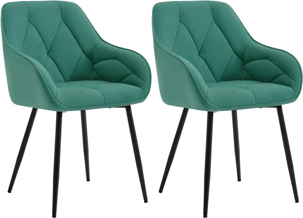 Rootz Dining Chair - Velvet Armchair - Metal Legs - Ergonomic Design - 56cm x 83.5cm x 53cm - 150kg Capacity