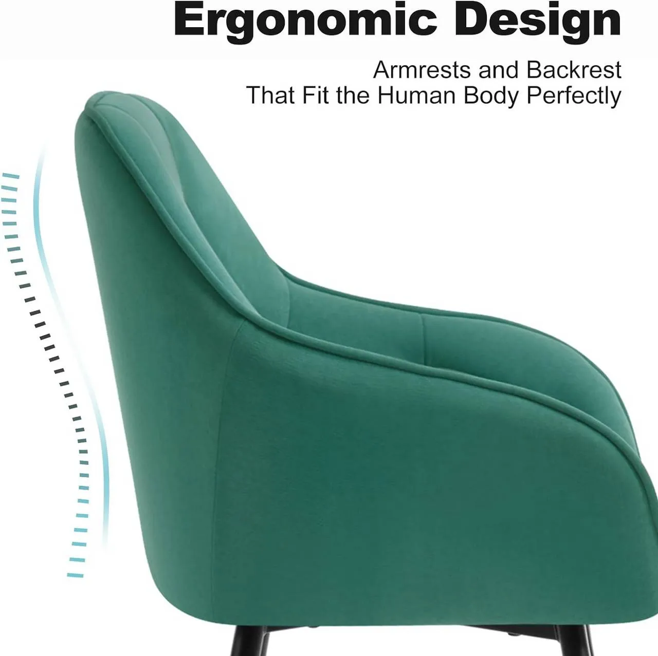 Rootz Dining Chair - Velvet Armchair - Metal Legs - Ergonomic Design - 56cm x 83.5cm x 53cm - 150kg Capacity