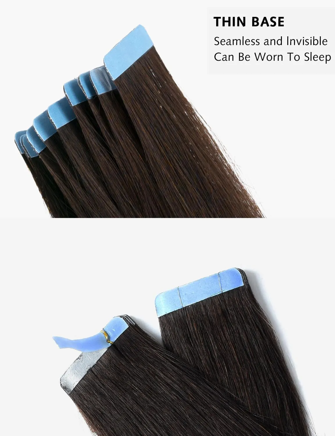 ROSEBUD Tape in Hair Extensions REMY Human Hair, Secure Skin Weft Hair Extensions Seamless 40g/Pack 20Pcs 10 Inch Ash Blonde & Bleach Blonde Mixed